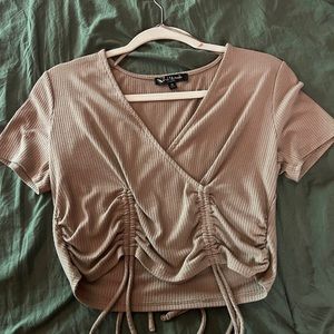Tan cropped shirt